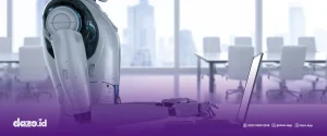 seorang robot sedang menjalankan sistem AI Customer Experience